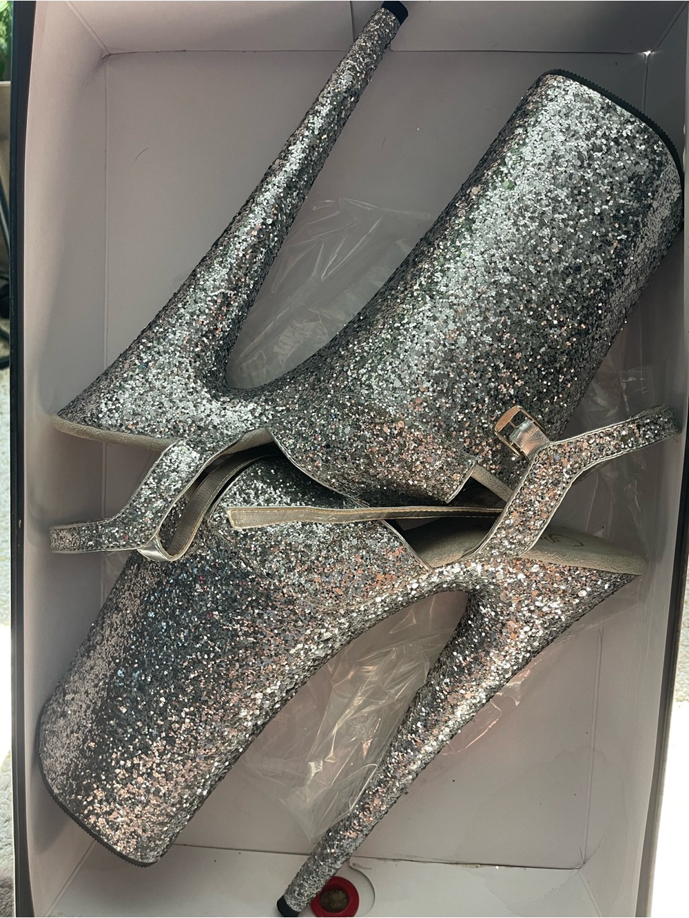 Pleaser Beyond-010LG, (10”) Glitter Heels Size 9 - Picture 2 of 5